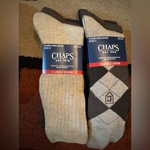 Chaps Classic Dress Argyle Crew Socks &  
Ribbed Crew Socks 3 Pack Each